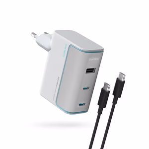 Cuktech AD1003EU 100W GaN 2x USB-C + USB-A seinälaturi kaapelilla - valkoinen