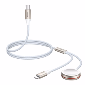 Joyroom 2 in 1 Lightning-kaapeli ja induktiivinen laturi Apple Watch 1.5m valkoinen (S-IW012)