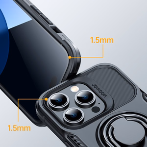 Joyroom Dual sarana tapauksessa iPhone 14 Pro panssaroitu kotelo jalusta ja rengas haltija musta