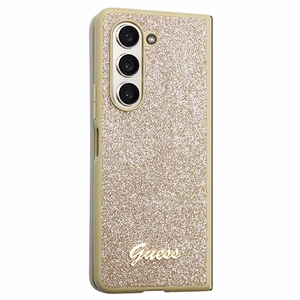Guess Glitter Script Suojakuori Samsung Galaxy Z Fold 5:lle - kultainen