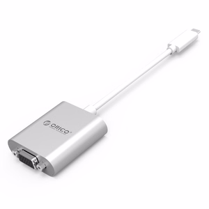 Orico PTAV sovitin USB-C–VGA ja 3,5 mm, Full HD, 0,15 m – hopeanvärinen