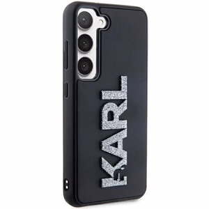 Karl Lagerfeld 3D Rubber Glitter Logo Suojakuori Samsung Galaxy S23+:lle - musta