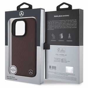 Mercedes MB Wood Imitation Nahkainen MagSafe Suojakuori iPhone 16 Pro:lle - Punainen