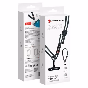 Forcell F-DESIGN S10X165 olkahihna puhelimelle säädettävällä pituudella (max 82,5cm silmukassa) musta