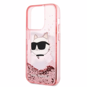 Karl Lagerfeld KLHCP14LLNCHCP iPhone 14 Pro 6.1" vaaleanpunainen/vaaleanpunainen kovakuori Glitter Choupette Head