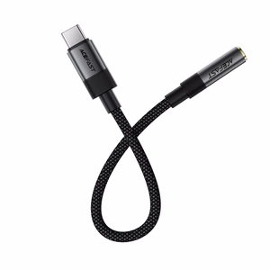 Acefast J12 USB-C 3.5mm mini jack sovitin - musta