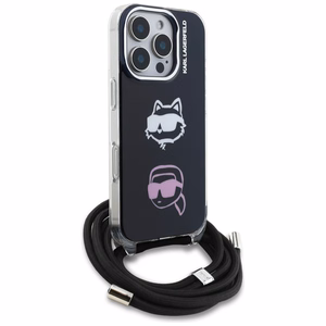Karl Lagerfeld IML Crossbody Karl&Choupette Head Case for iPhone 16 Pro - Black