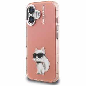 Karl Lagerfeld IML Aquarelle Choupette & Logo iPhone 16 Case - Pink