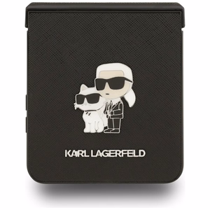 Karl Lagerfeld Saffiano Karl&Choupette Pin Suojakuori Samsung Galaxy Z Flip 7:lle - musta