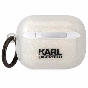 Karl Lagerfeld KLAPHNKCTGT läpinäkyvä suojus AirPods Pro:lle Glitter Karl&Choupette