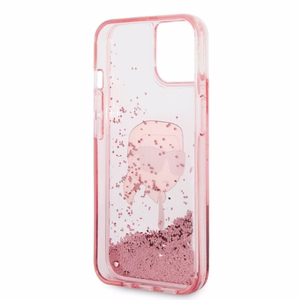 Karl Lagerfeld Glitter Karl's Head suojakuori iPhone 14 Plus:lle - vaaleanpunainen