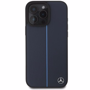 Mercedes MB Blue Line Nahkainen MagSafe Suojakuori iPhone 16 Pro Max:lle - Laivastonsininen