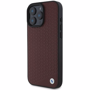 BMW Sign Nahkainen Diamond Metal Logo MagSafe Suojakuori iPhone 16 Pro Max:lle - Punainen