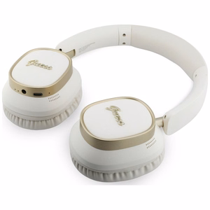 Wireless headphones Guess ENC Rectangle Metal Script white