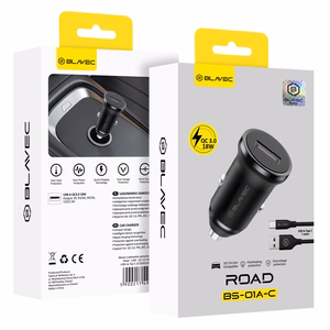 Blavec autolaturi BS-01A-C Road - USB - QC 3.0 18W ja USB - Type C -kaapeli (CCBS01ACR-UB) musta