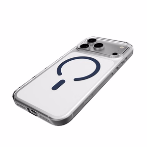 Puro Lite Mag TPU+PC suojakuori MagSafe-yhteensopiva iPhone 17 Pro Max:lle - läpinäkyvä sinisellä renkaalla