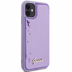 Guess Sequin Script Metal -suojakuori iPhone 11 / Xr:lle - violetti