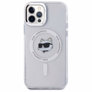Karl Lagerfeld IML Metal Choupette Head MagSafe iPhone 12 Suojakuori - valkoinen