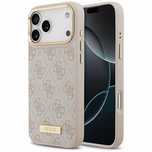 Guess 4G Logo Plate MagSafe suojakuori iPhone 17 Pro Max - pinkki