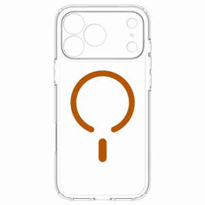 Spigen Ultra Hybrid MagSafe -suojakuori iPhone 18 Pro / 17 Pro -malleille, läpinäkyvä oranssi