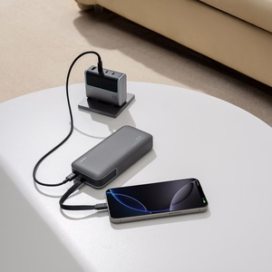 Cuktech LPB200N 40W 20000mAh Powerbank with Integrated Cable - Gray