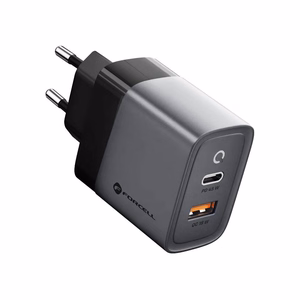 Puhelimen laturi Forcell F-Energy GaN USB C + USB A QC4.0 PD 4A 45W VT-39 harmaa