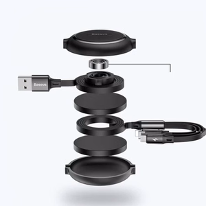 Baseus Golden Loop 3-in-1 sisäänvedettävä kaapeli USB - micro USB + Lightning + USB-C 1,2 m 3,5A musta