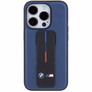 BMW M Grip Stand Bicolor Suojakuori iPhone 15 Pro:lle - laivastonsininen