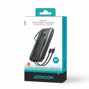 Powerbank Joyroom JR-L017 10000mAh, 22.5W, with Lightning + USB-C cable (black)