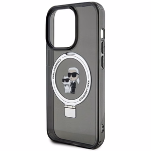 Karl Lagerfeld KLHMP15XHMRSKCK iPhone 15 Pro Max 6.7 musta/musta kovakuori Ring Stand Karl&Choupette MagSafe