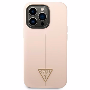 Guess GUHCP14XSLTGP iPhone 14 Pro Max 6.7" vaaleanpunainen/vaaleanpunainen kovakotelo Silikoni kolmio Silikoni kolmio