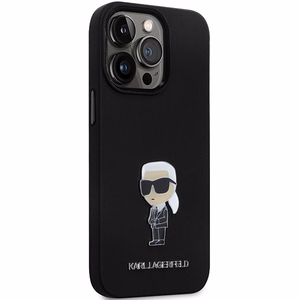 Karl Lagerfeld KLHCP14LSMHKNPK Suojakuori iPhone 14 Pro:lle - musta Silikoninen Ikonik Metal Pin
