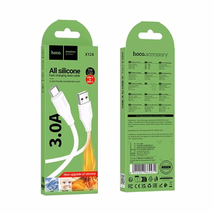 Hoco silikoninen USB-A - USB-C -kaapeli 3A 1 m X124 - valkoinen