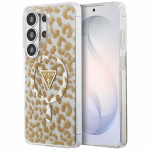 Guess Suojakuori IML Leopard Print Triangle MagSafe Samsung Galaxy S26 Ultra -puhelimelle ruskea