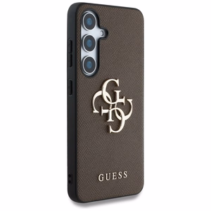 GUESS HC PU Grained Big 4G and Classic Logo Suojakuori Samsung Galaxy S25 Plus Ruskea