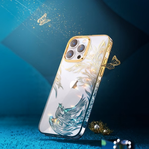 Luksus-suojakuori iPhone 14 Plus:lle Kingxbar Phoenix -kristalleilla - kultainen ja sininen