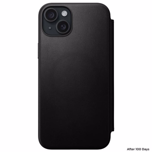 Nomad moderni nahkainen folio-kuori iPhone 15 Plus 6,7' musta