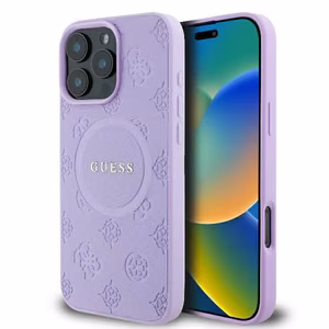 Guess Suojakuori iPhone 16 Pro Max 6,9 GUHMP16XPSAPSMEU Saffiano Peony Classic Logo violetti MagSafe