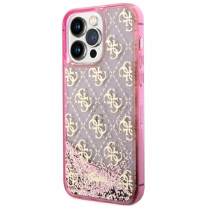 Guess GUHCP14XLC4PSGP iPhone 14 Pro Max 6.7" vaaleanpunainen/vaaleanpunainen hardcase Liquid Glitter 4G Transculent
