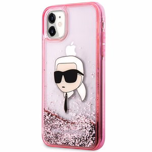 Karl Lagerfeld Glitter Karl Head -suojakuori iPhone 11/XR:lle - vaaleanpunainen