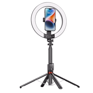 Blavec Selfie Ring Lamp Aluminium Aura LED RGB P-50 25 cm kolmijalka + kauko-ohjain + 2,3 m musta (vaurioitunut pakkaus)