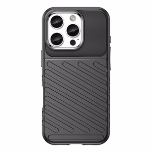 Thunder Case Silikoninen Suojakuori iPhone 16 Pro:lle - Musta