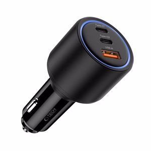 CC04 3-porttinen PD175W auton laturi - Musta