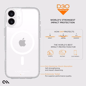Case-Mate Tough D3O läpinäkyvä suojakuori MagSafe-tuella iPhone 16 Plus -puhelimelle