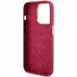 Guess Silicone Script Metal Logo & Frame kotelo iPhone 15 Pro - punainen