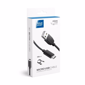 Kaapeli USB A - Micro USB Blue Star Lite 3A 1,2 m musta