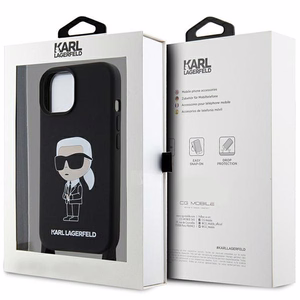 Karl Lagerfeld KLHCP15SSCBSKNK iPhone 15 6.1 kovakuori musta/musta Crossbody Silikoninen Ikonik