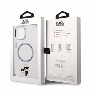 Karl Lagerfeld suojakuori iPhone 14 Plus 6.7":lle KLHMP14MHNKCIT läpinäkyvä kovakuori MagSafe IML NFT Karl&Choupette