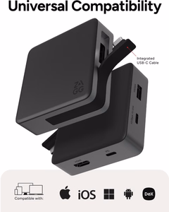 ZAGG 4 Port Hub, musta / harmaa