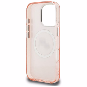 Karl Lagerfeld IML Glitter Karl & Choupette Heads Logo MagSafe suojakuori iPhone 16 Pro - vaaleanpunainen